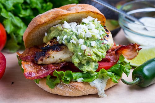 Tequila Lime Grilled Chicken Club Sandwich with Guacamole and Roasted Jalapeno Mayo Tequila Lime Grilled Chicken Club Sandwich with Guacamole and Roasted Jalapeno Mayo