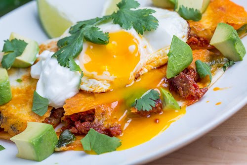 Breakfast Chorizo Quesadilla Topped with a Fried Egg Breakfast Chorizo Quesadilla Topped with a Fried Egg
