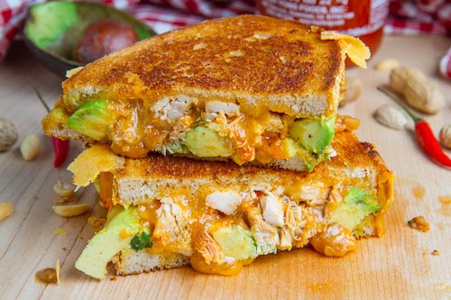Spicy Peanut Chicken Grilled Cheese Sandwich