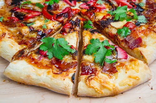 Strawberry Balsamic Pizza with Chicken, Sweet Onion and Smoked Bacon