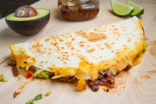 Bacon Jam and Guacamole Quesadilla with Fried Egg with Bacon Jam Vinaigrette Drizzle Bacon Jam and Guacamole Quesadilla with Fried Egg with Bacon Jam Vinaigrette Drizzle