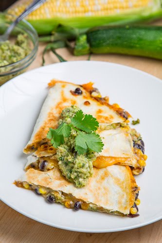 Corn and Black Bean Quesadillas with Roast Zucchini Salsa Corn and Black Bean Quesadillas with Roast Zucchini Salsa