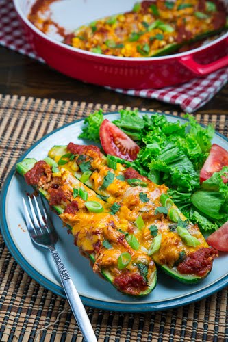 Chicken Enchilada Stuffed Zucchini Chicken Enchilada Stuffed Zucchini