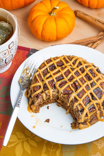 Pumpkin Cinnamon roll Pancakes with Caramel Cream Cheese Frosting Pumpkin Cinnamon roll Pancakes with Caramel Cream Cheese Frosting