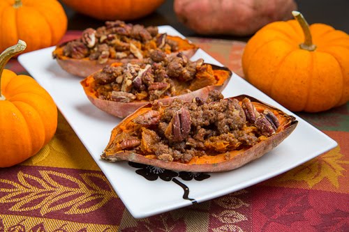 Twice Baked Sweet Potato with Pecan Streusel (aka Individual Sweet Potato Casserole) Twice Baked Bourbon Sweet Potato with Pecan Streusel (aka Individual Sweet Potato Casserole)