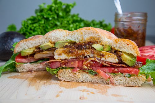 Bacon Jam Chicken Club Sandwich with Avocado and Chipotle Mayo Bacon Jam Chicken Club Sandwich with Avocado and Chipotle Mayo