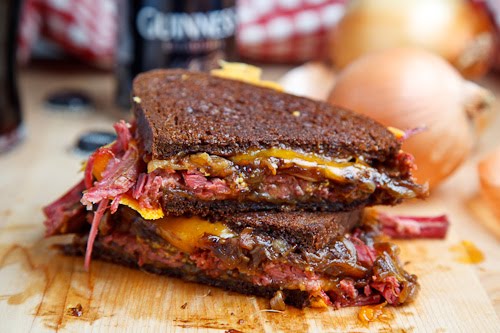 Corned Beef Grilled Cheese Sandwich with Guinness Caramelized Onions Corned Beef Grilled Cheese Sandwich with Guinness Caramelized Onions
