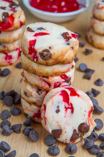 Chocolate Cherry Shortbread Cookies