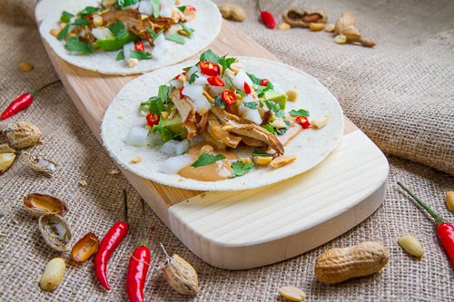 Spicy Peanut Chicken Tacos