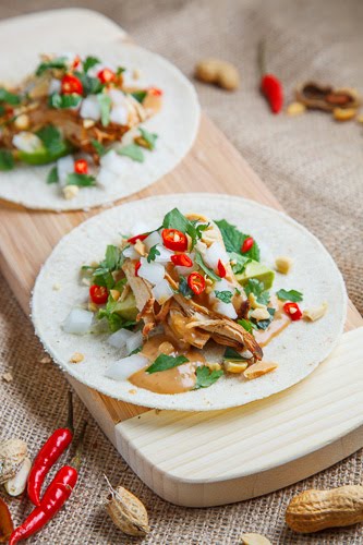 Spicy Peanut Chicken Tacos Spicy Peanut Chicken Tacos