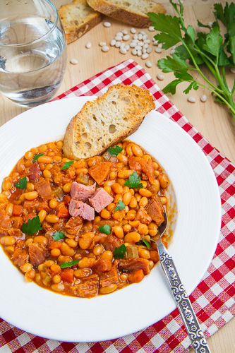 Maple, Bourbon Ham and Baked Bean Soup