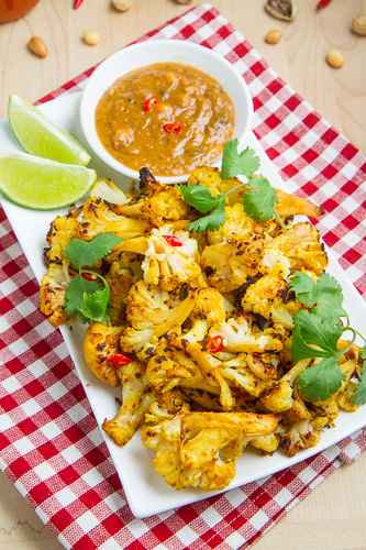Roasted Cauliflower Satay with Spicy Peanut Dipping Sauce Roasted Cauliflower Satay with Spicy Peanut Dipping Sauce