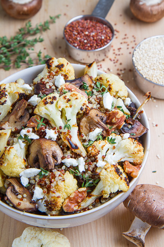 Roasted Cauliflower and Mushroom Quinoa Salad in Balsamic Vinaigrette Roasted Cauliflower and Mushroom Quinoa Salad in Balsamic Vinaigrette
