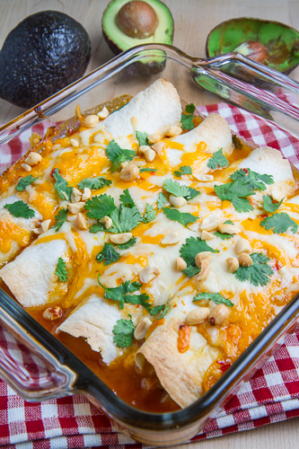 Sweet Chili Chicken and Avocado Enchiladas