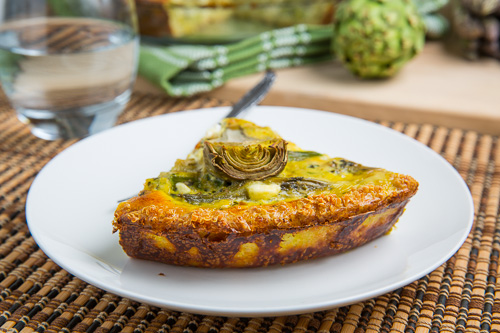 Asparagus, Baby Artichoke, Pesto and Goat Cheese Quiche with Quinoa Crust Asparagus, Baby Artichoke, Pesto and Goat Cheese Quiche with Quinoa Crust
