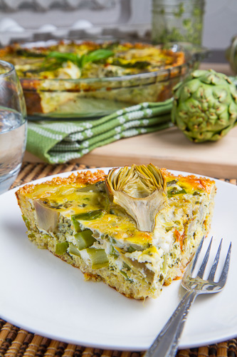 Asparagus, Baby Artichoke, Pesto and Goat Cheese Quiche with Quinoa Crust Asparagus, Baby Artichoke, Pesto and Goat Cheese Quiche with Quinoa Crust
