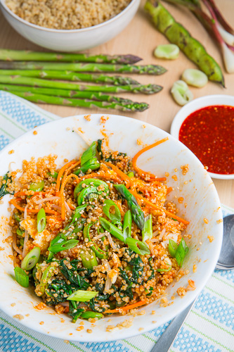 Spring Quinoa Bibimbap with Asparagus, Fiddleheads, Fava Bean and Ramps Spring Quinoa Bibimbap with Asparagus, Fiddleheads, Fava Bean and Ramps