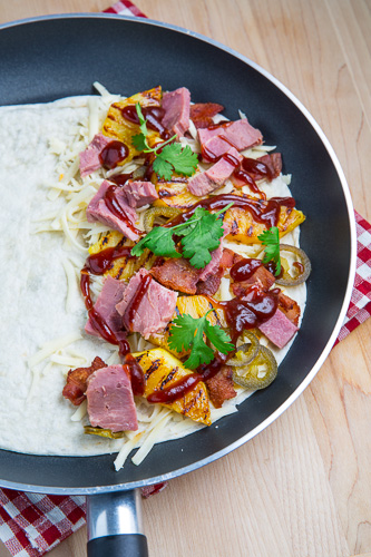 BBQ Ham, Bacon and Pineapple Quesadillas (aka BBQ Hawaiian Pizza Quesadillas) BBQ Ham, Bacon and Pineapple Quesadillas (aka BBQ Hawaiian Pizza Quesadillas)