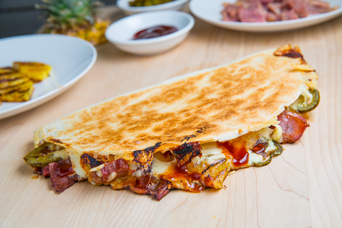 BBQ Ham, Bacon and Pineapple Quesadillas (aka BBQ Hawaiian Pizza Quesadillas) BBQ Ham, Bacon and Pineapple Quesadillas (aka BBQ Hawaiian Pizza Quesadillas)
