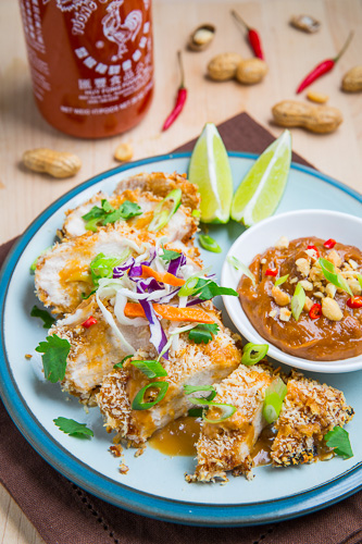 Crispy Baked Thai Peanut Sauce Coated Chicken Crispy Baked Thai Peanut Sauce Coated Chicken