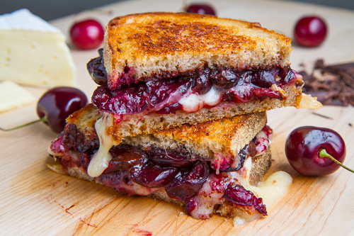 Balsamic Roasted Cherry, Dark Chocolate and Brie Grilled Cheese Sandwich Balsamic Roasted Cherry, Dark Chocolate and Brie Grilled Cheese Sandwich