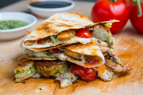 Pesto Grilled Shrimp Caprese Quesadillas Pesto Grilled Shrimp Caprese Quesadillas