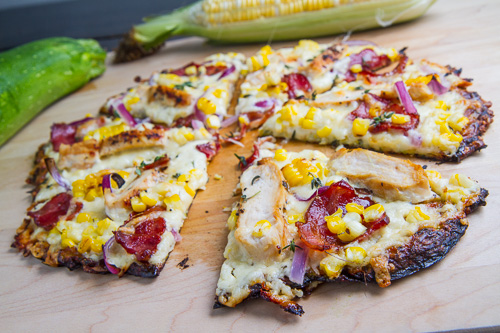 Chicken Corn Chowder Zucchini Crust Pizza