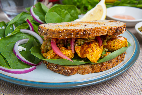 Moroccan Grilled Chicken Sandwich with Preserved Lemon Tapenade and Harissa Mayo Moroccan Grilled Chicken Sandwich with Preserved Lemon Tapenade and Harissa Mayo