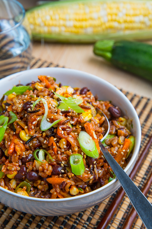 Summer Vegetable Bibimbap with Corn, Zucchini and Black Beans Summer Vegetable Bibimbap with Corn, Zucchini and Black Beans