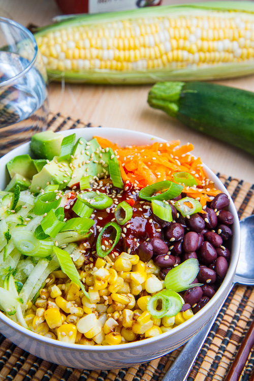 Summer Vegetable Bibimbap with Corn, Zucchini and Black Beans