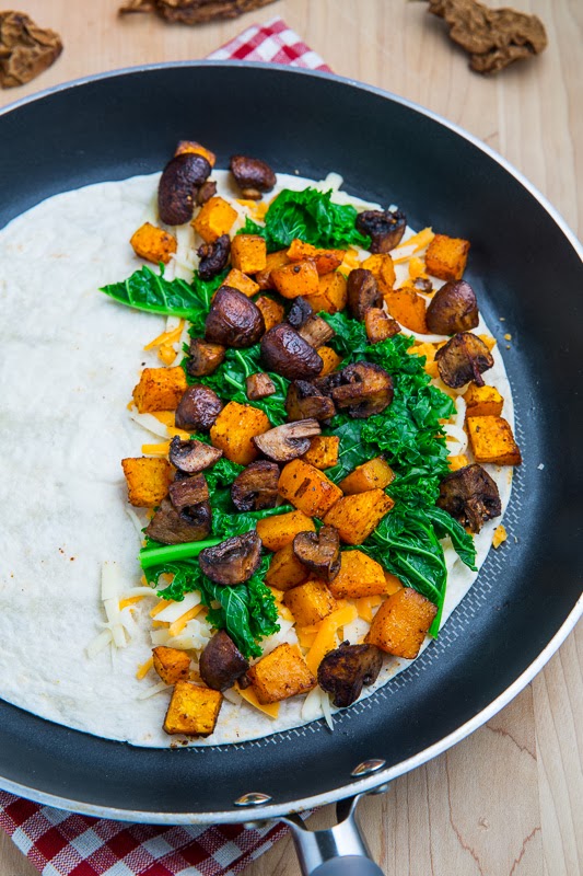 Chipotle Roasted Pumpkin, Mushroom and Kale Quesadillas with Chipotle Pumpkin Crema and Kale Salsa Chipotle Roasted Pumpkin, Mushroom and Kale Quesadillas with Chipotle Pumpkin Crema and Kale Salsa
