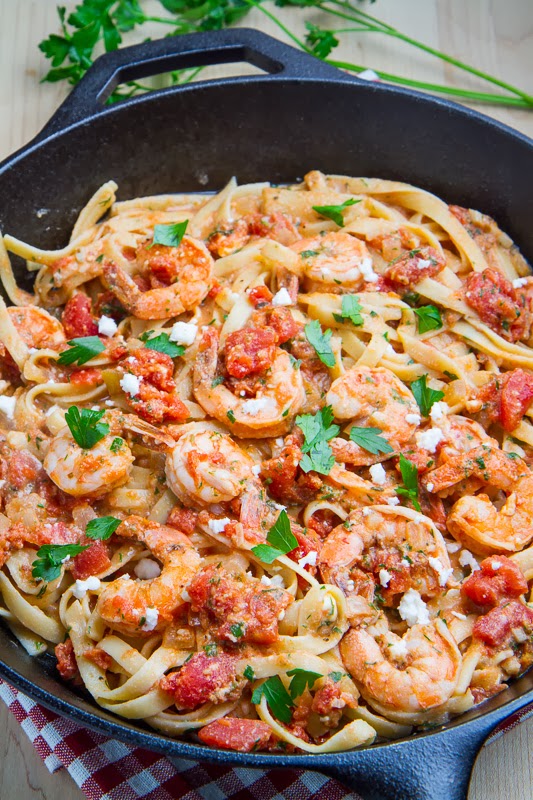 Shrimp Linguine in a Tomato and Feta Sauce Shrimp Linguine in a Tomato and Feta Sauce