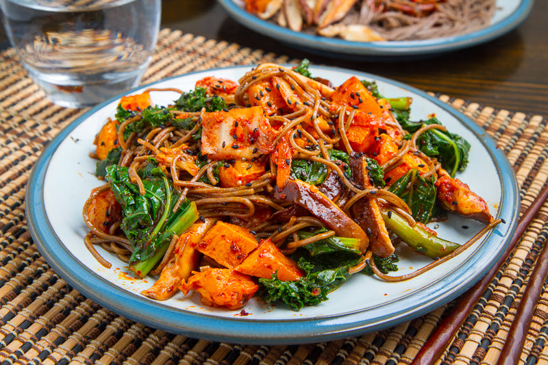 Roasted Butternut Squash, Shiitake Mushroom and Kale, Kimchi Bibimsoba Roasted Butternut Squash, Shiitake Mushroom and Kale, Kimchi Bibimsoba