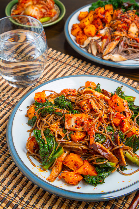 Roasted Butternut Squash, Shiitake Mushroom and Kale, Kimchi Bibimsoba Roasted Butternut Squash, Shiitake Mushroom and Kale, Kimchi Bibimsoba