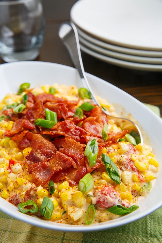 Creamed Corn with Roasted Red Peppers and Bacon Creamed Corn with Roasted Red Peppers and Bacon