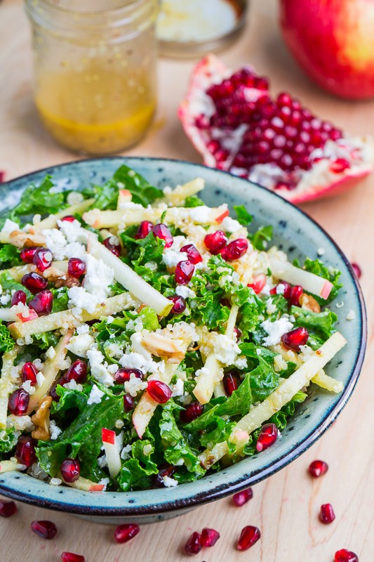 Apple and Pomegranate Quinoa and Kale Salad with Feta in a Curried Maple Dijon Dressing Apple and Pomegranate Quinoa and Kale Salad with Feta in a Curried Maple Dijon Dressing