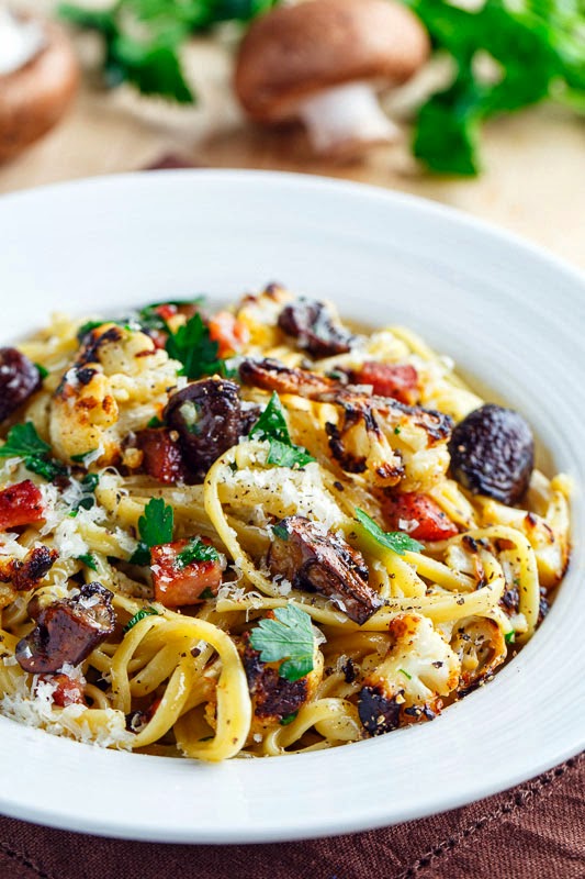 Roasted Cauliflower and Mushroom Carbonara Roasted Cauliflower and Mushroom Carbonara