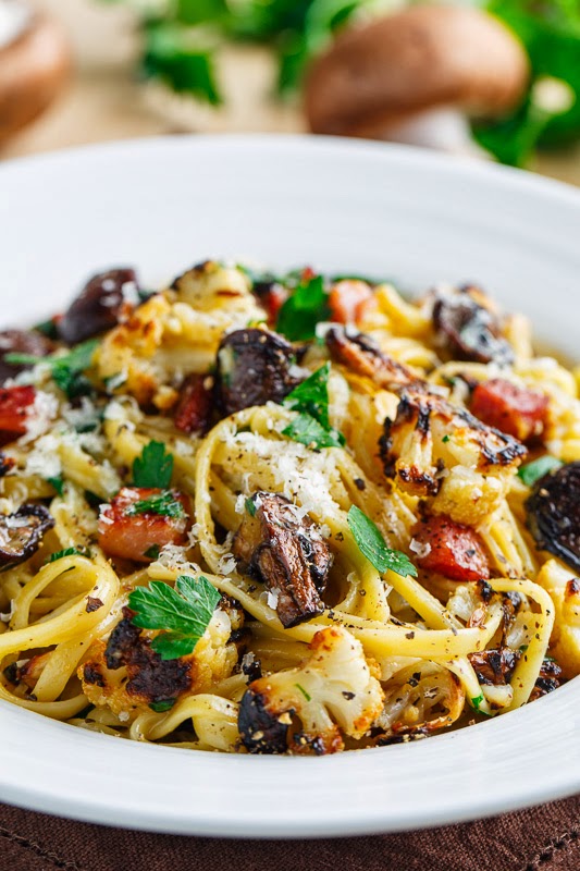 Roasted Cauliflower and Mushroom Carbonara Roasted Cauliflower and Mushroom Carbonara