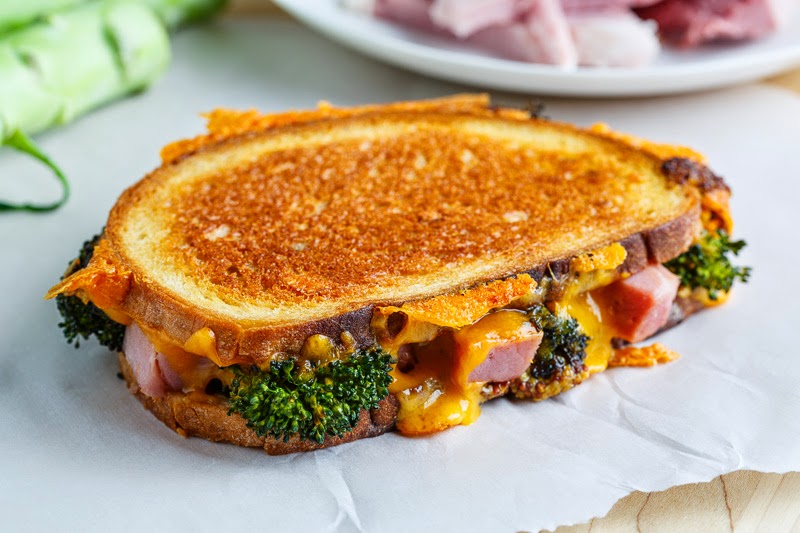 Roasted Broccoli, Ham and Cheddar Grilled Cheese Roasted Broccoli, Ham and Cheddar Grilled Cheese