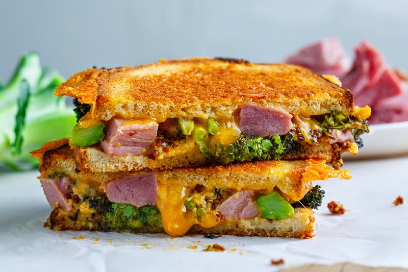 Roasted Broccoli, Ham and Cheddar Grilled Cheese Roasted Broccoli, Ham and Cheddar Grilled Cheese