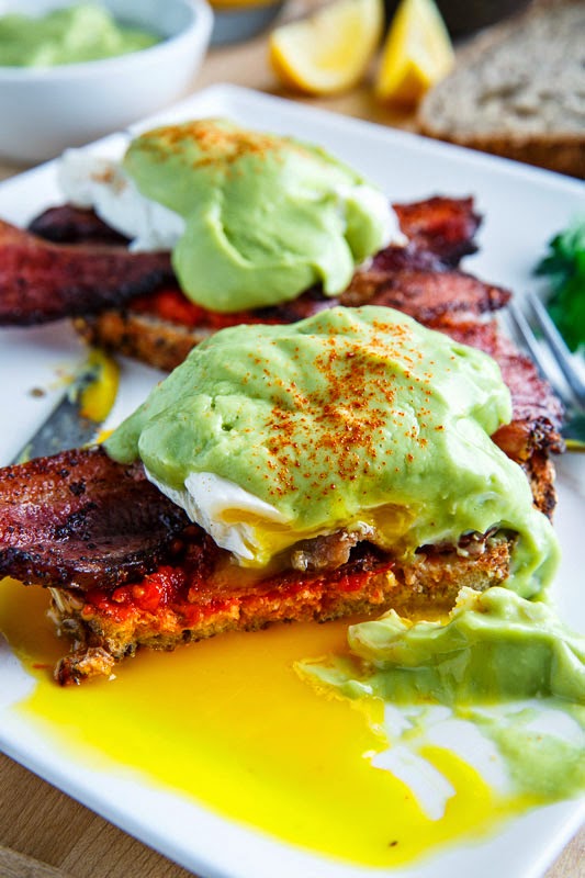 Eggs Benedict with Bacon, Avodaise (Avocado Hollandaise) and Harissa Eggs Benedict with Bacon, Avodaise (Avocado Hollandaise) and Harissa