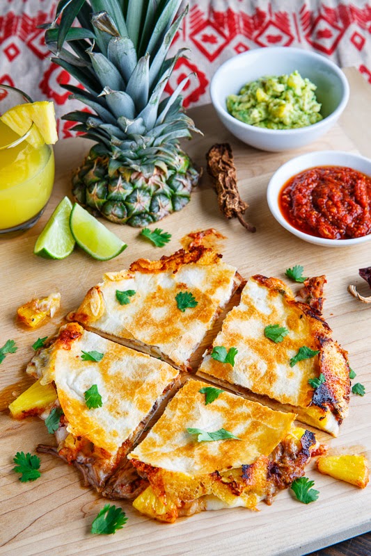 Quesadillas al Pastor with Pineapple Salsa and Pineapple Guacamole Quesadillas al Pastor with Pineapple Salsa and Pineapple Guacamole
