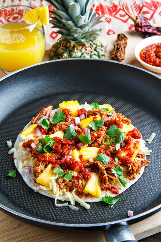 Quesadillas al Pastor with Pineapple Salsa and Pineapple Guacamole Quesadillas al Pastor with Pineapple Salsa and Pineapple Guacamole