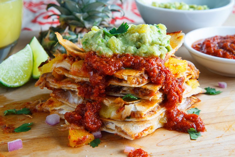 Quesadillas al Pastor with Pineapple Salsa and Pineapple Guacamole Quesadillas al Pastor with Pineapple Salsa and Pineapple Guacamole