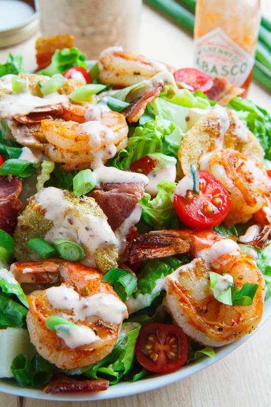 Blackened Shrimp and Fried Green Tomato Po Boy Salad Blackened Shrimp and Fried Green Tomato Po Boy Salad