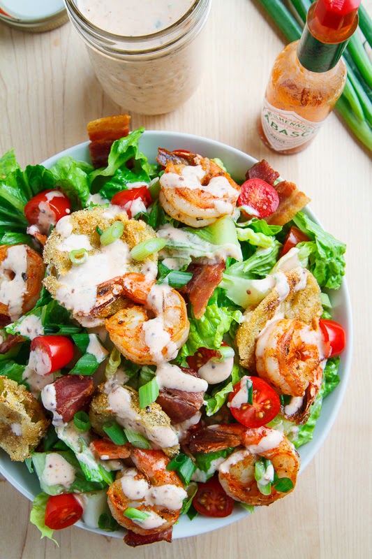 Blackened Shrimp and Fried Green Tomato Po Boy Salad Blackened Shrimp and Fried Green Tomato Po Boy Salad