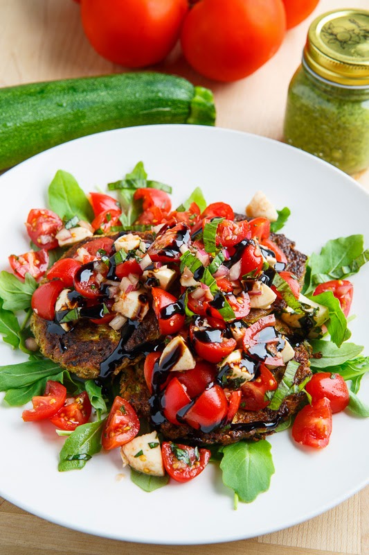Pesto Zucchini Fritter Caprese Bruschetta Pesto Zucchini Fritter Caprese Bruschetta