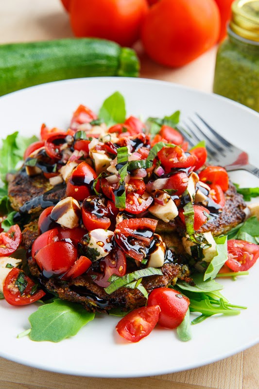 Pesto Zucchini Fritter Caprese Bruschetta