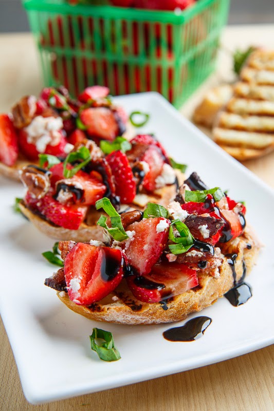 Strawberry Bruschetta with Bacon, Candied Pecans and Goat Cheese with a Balsamic Drizzle Strawberry Bruschetta with Bacon, Candied Pecans and Goat Cheese with a Balsamic Drizzle