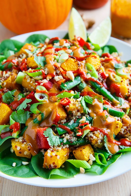 Roasted Pumpkin and Green Bean Quinoa Salad in Thai Peanut Dressing Roasted Pumpkin and Green Bean Quinoa Salad in Thai Peanut Dressing
